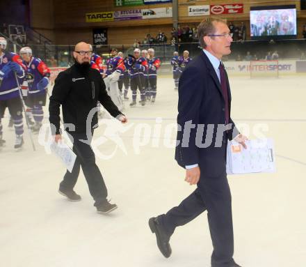 Eishockey. Champions Hockey League VSV gegen Briancon Diables Rouges. Trainer Hannu Jaervenpaeae, Co-Trainer Markus Peintner (VSV). Villach, 4.9.2014.
Foto: Kuess 
---
pressefotos, pressefotografie, kuess, qs, qspictures, sport, bild, bilder, bilddatenbank