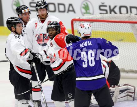 Eishockey. Champions Hockey League VSV gegen Briancon Diables Rouges. Marco Pewal #36, (VSV), Cedric Custosse #32  (Briancon). Villach, 4.9.2014.
Foto: Kuess 
---
pressefotos, pressefotografie, kuess, qs, qspictures, sport, bild, bilder, bilddatenbank