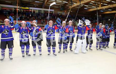 Eishockey. Champions Hockey League VSV gegen Briancon Diables Rouges. Jubel VSV (VSV). Villach, 4.9.2014.
Foto: Kuess 
---
pressefotos, pressefotografie, kuess, qs, qspictures, sport, bild, bilder, bilddatenbank