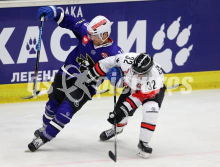 Eishockey. Champions Hockey League VSV gegen Briancon Diables Rouges. Brock McBride #10,  (VSV), Cedric Custosse #32 (Briancon). Villach, 4.9.2014.
Foto: Kuess 
---
pressefotos, pressefotografie, kuess, qs, qspictures, sport, bild, bilder, bilddatenbank