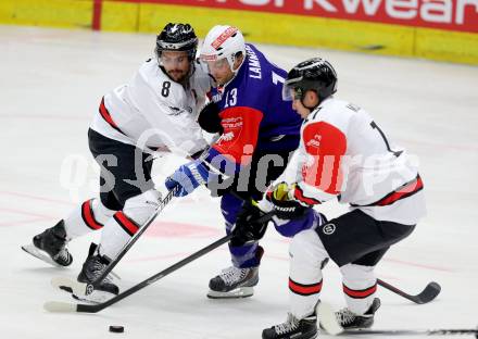 Eishockey. Champions Hockey League VSV gegen Briancon Diables Rouges. John Lammers #13,  (VSV), Kevin Igier #8, Ian McDonald #17 (Briancon). Villach, 4.9.2014.
Foto: Kuess 
---
pressefotos, pressefotografie, kuess, qs, qspictures, sport, bild, bilder, bilddatenbank