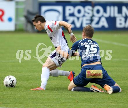 Fussball Regionalliga. SAK gegen Kalsdorf. Tadej Zagar Knez, (SAK), Luca Tauschmann (Kalsdorf). Klagenfurt, 5.9.2014.
Foto: Kuess
---
pressefotos, pressefotografie, kuess, qs, qspictures, sport, bild, bilder, bilddatenbank