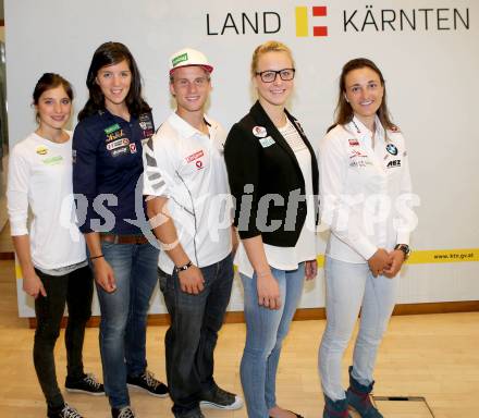 Triathlon, Snowboard, Rudern, Segeln, Schwimmen. Fototermin bei Landeshauptmann Peter Kaiser. Lisa Perterer, Magdalena Lobnig, Hanno Douschan,  Lisa Zaiser, Lara Vadlau. Klagenfurt, am 5.9.2014.
Foto: Kuess
---
pressefotos, pressefotografie, kuess, qs, qspictures, sport, bild, bilder, bilddatenbank