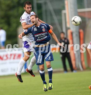 Fussball Regionalliga. SAK gegen Kalsdorf. Murat Veliu, (SAK), Rafael Dorn (Kalsdorf). Klagenfurt, 5.9.2014.
Foto: Kuess
---
pressefotos, pressefotografie, kuess, qs, qspictures, sport, bild, bilder, bilddatenbank