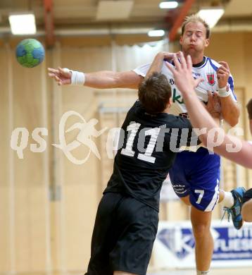 Handball Bundesliga. SC Ferlach gegen HSG Holding Graz. Leopold Wagner, (Ferlach), Matej Hartman (Graz). Ferlach, 6.9.2014.
Foto: Kuess
---
pressefotos, pressefotografie, kuess, qs, qspictures, sport, bild, bilder, bilddatenbank