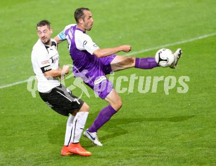 Fussball Regionalliga. SK Austria Klagenfurt gegen SC Sparkasse Weiz. Christian Prawda, (Klagenfurt), Kevin Steiner  (Weiz). Klagenfurt, 12.9.2014.
Foto: Kuess
---
pressefotos, pressefotografie, kuess, qs, qspictures, sport, bild, bilder, bilddatenbank