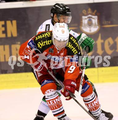 EBEL. Eishockey Bundesliga. KAC gegen HDD TELEMACH Olimpija Ljubljana.  Lukas Pither, (KAC), Anze Ropret  (Laibach). Klagenfurt, am 12.9.2014.
Foto: Kuess 

---
pressefotos, pressefotografie, kuess, qs, qspictures, sport, bild, bilder, bilddatenbank