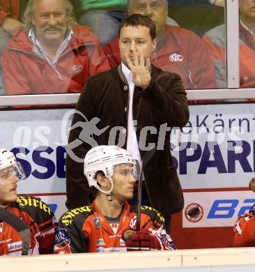 EBEL. Eishockey Bundesliga. KAC gegen HDD TELEMACH Olimpija Ljubljana.  Trainer Martin Stloukal (KAC). Klagenfurt, am 12.9.2014.
Foto: Kuess 

---
pressefotos, pressefotografie, kuess, qs, qspictures, sport, bild, bilder, bilddatenbank