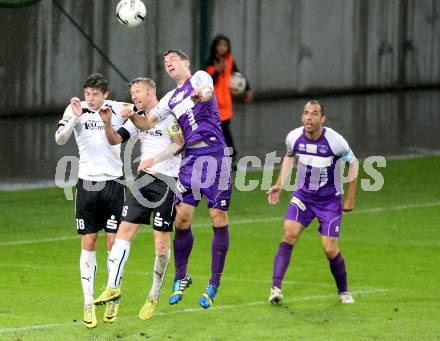 Fussball Regionalliga. SK Austria Klagenfurt gegen SC Sparkasse Weiz. Bernd kager,  (Klagenfurt), Stefan Goelles, Markus Durlacher (Weiz). Klagenfurt, 12.9.2014.
Foto: Kuess
---
pressefotos, pressefotografie, kuess, qs, qspictures, sport, bild, bilder, bilddatenbank