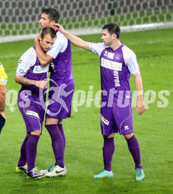 Fussball Regionalliga. SK Austria Klagenfurt gegen SC Sparkasse Weiz. Torjubel Rajko Rep, Marko Dusak (Klagenfurt). Klagenfurt, 12.9.2014.
Foto: Kuess
---
pressefotos, pressefotografie, kuess, qs, qspictures, sport, bild, bilder, bilddatenbank