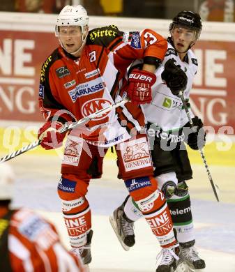 EBEL. Eishockey Bundesliga. KAC gegen HDD TELEMACH Olimpija Ljubljana.  Mike Siklenka, (KAC), Hunter Bishop  (Laibach). Klagenfurt, am 12.9.2014.
Foto: Kuess 

---
pressefotos, pressefotografie, kuess, qs, qspictures, sport, bild, bilder, bilddatenbank