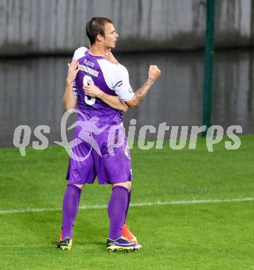 Fussball Regionalliga. SK Austria Klagenfurt gegen SC Sparkasse Weiz. Torjubel Rajko Rep, Fabian Miesenboeck (Klagenfurt). Klagenfurt, 12.9.2014.
Foto: Kuess
---
pressefotos, pressefotografie, kuess, qs, qspictures, sport, bild, bilder, bilddatenbank