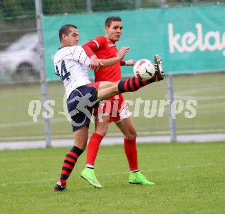 Fussball. Unterliga Ost. KAC 1909 gegen SPG FC Poggersdorf KM. Toni Krijan (KAC), Blaz Brezovacki (Poggersdorf). Klagenfurt, 13.9.2014.
Foto: Kuess
---
pressefotos, pressefotografie, kuess, qs, qspictures, sport, bild, bilder, bilddatenbank