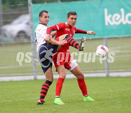 Fussball. Unterliga Ost. KAC 1909 gegen SPG FC Poggersdorf KM. Toni Krijan (KAC), Blaz Brezovacki (Poggersdorf). Klagenfurt, 13.9.2014.
Foto: Kuess
---
pressefotos, pressefotografie, kuess, qs, qspictures, sport, bild, bilder, bilddatenbank