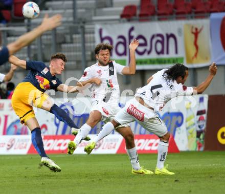 Fussball Bundesliga. RZ Pellets WAC gegen FC Red Bull Salzburg. Nemanja Rnic, Stephan Palla, (WAC), Nils Quaschner (Salzburg). Klagenfurt, am 14.9.2014.
Foto: Kuess

---
pressefotos, pressefotografie, kuess, qs, qspictures, sport, bild, bilder, bilddatenbank