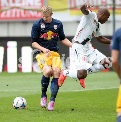 Fussball Bundesliga. RZ Pellets WAC gegen FC Red Bull Salzburg. De Oliveira Silvio Carlos, (WAC), Martin HInteregger (Salzburg). Klagenfurt, am 14.9.2014.
Foto: Kuess

---
pressefotos, pressefotografie, kuess, qs, qspictures, sport, bild, bilder, bilddatenbank