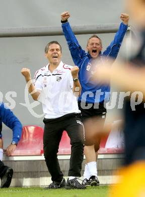 Fussball Bundesliga. RZ Pellets WAC gegen FC Red Bull Salzburg. Trainer Dietmar Kuehbauer, Co-Trainer Manfred Nastl (WAC). Klagenfurt, am 14.9.2014.
Foto: Kuess

---
pressefotos, pressefotografie, kuess, qs, qspictures, sport, bild, bilder, bilddatenbank