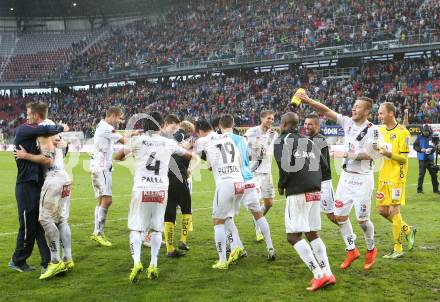 Fussball Bundesliga. RZ Pellets WAC gegen FC Red Bull Salzburg. Jubel  (WAC). Klagenfurt, am 14.9.2014.
Foto: Kuess

---
pressefotos, pressefotografie, kuess, qs, qspictures, sport, bild, bilder, bilddatenbank