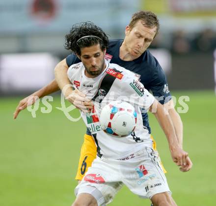 Fussball Bundesliga. RZ Pellets WAC gegen FC Red Bull Salzburg. Jacobo Ynclan Maria Pajares, (WAC), Christian Schwegler (Salzburg). Klagenfurt, am 14.9.2014.
Foto: Kuess

---
pressefotos, pressefotografie, kuess, qs, qspictures, sport, bild, bilder, bilddatenbank