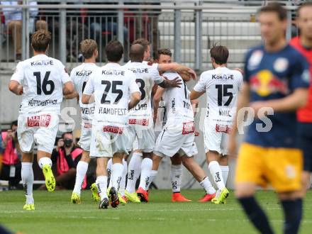 Fussball Bundesliga. RZ Pellets WAC gegen FC Red Bull Salzburg. Torjubel  (WAC). Klagenfurt, am 14.9.2014.
Foto: Kuess

---
pressefotos, pressefotografie, kuess, qs, qspictures, sport, bild, bilder, bilddatenbank