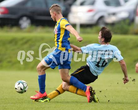 Fussball. 2. Klasse A. Lurnfeld gegen Gitschtal. Benjamin Friedrich Josef Maier, (Lurnfeld), Hansjoerg Santner (Gitschtal). Moellbruecke, 13.9.2014.
Foto: Kuess
---
pressefotos, pressefotografie, kuess, qs, qspictures, sport, bild, bilder, bilddatenbank