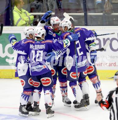 EBEL. Eishockey Bundesliga. EC VSV gegen HC TWK Innsbruck.  torjubel  (VSV). Villach, am 19.9.2014.
Foto: Kuess 


---
pressefotos, pressefotografie, kuess, qs, qspictures, sport, bild, bilder, bilddatenbank