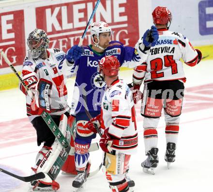 EBEL. Eishockey Bundesliga. EC VSV gegen HC TWK Innsbruck. torjubel Eric Hunter (VSV). Villach, am 19.9.2014.
Foto: Kuess 


---
pressefotos, pressefotografie, kuess, qs, qspictures, sport, bild, bilder, bilddatenbank