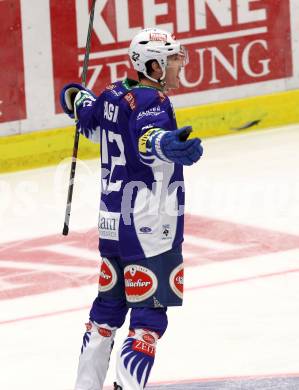 EBEL. Eishockey Bundesliga. EC VSV gegen HC TWK Innsbruck. Torjubel Adis Alagic, (VSV). Villach, am 19.9.2014.
Foto: Kuess 


---
pressefotos, pressefotografie, kuess, qs, qspictures, sport, bild, bilder, bilddatenbank