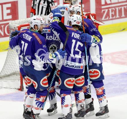 EBEL. Eishockey Bundesliga. EC VSV gegen HC TWK Innsbruck. Torjubel  (VSV). Villach, am 19.9.2014.
Foto: Kuess 


---
pressefotos, pressefotografie, kuess, qs, qspictures, sport, bild, bilder, bilddatenbank