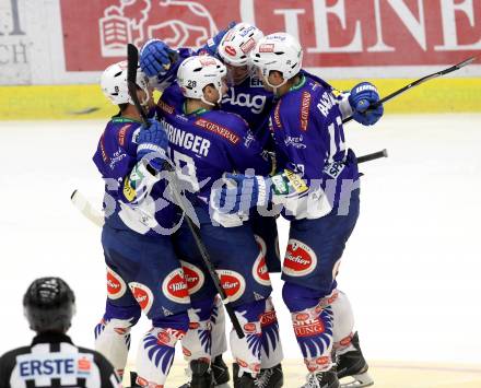 EBEL. Eishockey Bundesliga. EC VSV gegen HC TWK Innsbruck. Torjubel  (VSV). Villach, am 19.9.2014.
Foto: Kuess 


---
pressefotos, pressefotografie, kuess, qs, qspictures, sport, bild, bilder, bilddatenbank