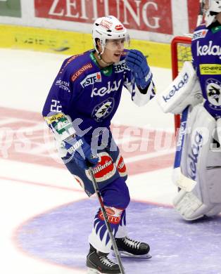 EBEL. Eishockey Bundesliga. EC VSV gegen HC TWK Innsbruck. Torjubel Adis Alagic (VSV). Villach, am 19.9.2014.
Foto: Kuess 


---
pressefotos, pressefotografie, kuess, qs, qspictures, sport, bild, bilder, bilddatenbank