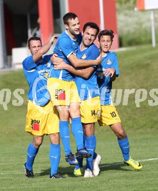 Fussball. Kaerntner Liga. Koettmannsdorf gegen Bleiburg. Torjubel  Lovro Plimon (Bleiburg). Koettmannsdorf, 20.9.2014.
Foto: Kuess
---
pressefotos, pressefotografie, kuess, qs, qspictures, sport, bild, bilder, bilddatenbank