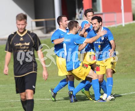 Fussball. Kaerntner Liga. Koettmannsdorf gegen Bleiburg. Torjubel  Lovro Plimon (Bleiburg). Koettmannsdorf, 20.9.2014.
Foto: Kuess
---
pressefotos, pressefotografie, kuess, qs, qspictures, sport, bild, bilder, bilddatenbank