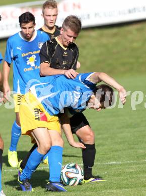 Fussball. Kaerntner Liga. Koettmannsdorf gegen Bleiburg. Michael Jakopitsch (Koettmannsdorf), Adnan Besic (Bleiburg). Koettmannsdorf, 20.9.2014.
Foto: Kuess
---
pressefotos, pressefotografie, kuess, qs, qspictures, sport, bild, bilder, bilddatenbank