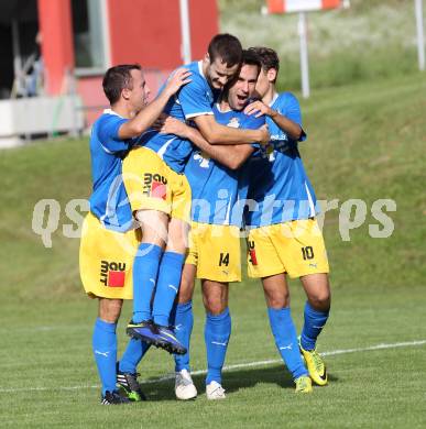 Fussball. Kaerntner Liga. Koettmannsdorf gegen Bleiburg. Torjubel  Lovro Plimon (Bleiburg). Koettmannsdorf, 20.9.2014.
Foto: Kuess
---
pressefotos, pressefotografie, kuess, qs, qspictures, sport, bild, bilder, bilddatenbank