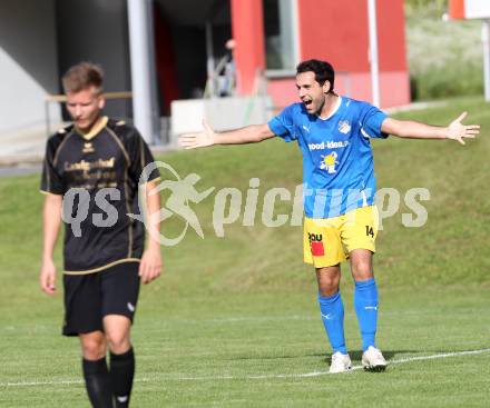 Fussball. Kaerntner Liga. Koettmannsdorf gegen Bleiburg. Torjubel  Lovro Plimon (Bleiburg). Koettmannsdorf, 20.9.2014.
Foto: Kuess
---
pressefotos, pressefotografie, kuess, qs, qspictures, sport, bild, bilder, bilddatenbank