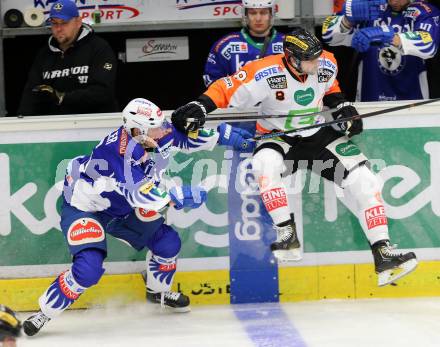 EBEL. Eishockey Bundesliga. EC VSV gegen Moser Medical Graz 99ers.  Daniel Nageler,  (VSV), Marek Zagrapan (Graz). Villach, am 19.9.2014.
Foto: Kuess 


---
pressefotos, pressefotografie, kuess, qs, qspictures, sport, bild, bilder, bilddatenbank