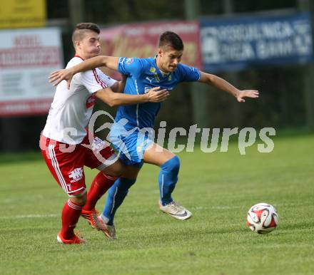 Fussball. Unterliga Ost. Sele Zell gegen Ludmannsdorf. Dejan Zadnikar (Zell), Florian Schmied (Ludmannsdorf). Zell, 21.9.2014.
Foto: Kuess
---
pressefotos, pressefotografie, kuess, qs, qspictures, sport, bild, bilder, bilddatenbank