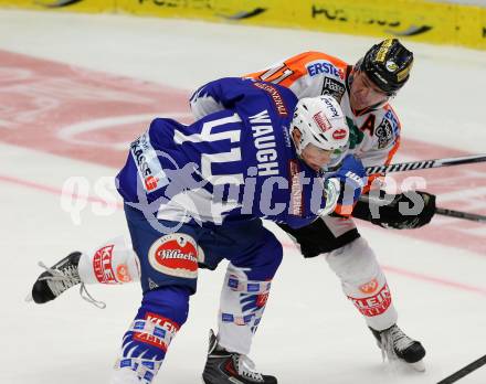 EBEL. Eishockey Bundesliga. EC VSV gegen Moser Medical Graz 99ers.  Geoff Waugh,  (VSV), Anders Bastiansen (Graz). Villach, am 19.9.2014.
Foto: Kuess 


---
pressefotos, pressefotografie, kuess, qs, qspictures, sport, bild, bilder, bilddatenbank