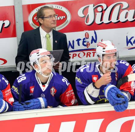 Eishockey. Champions Hockey League VSV gegen Geneve-Servette. Trainer Hannu Jaervenpaeae (VSV). Villach, 23.9.2014.
Foto: Kuess 
---
pressefotos, pressefotografie, kuess, qs, qspictures, sport, bild, bilder, bilddatenbank