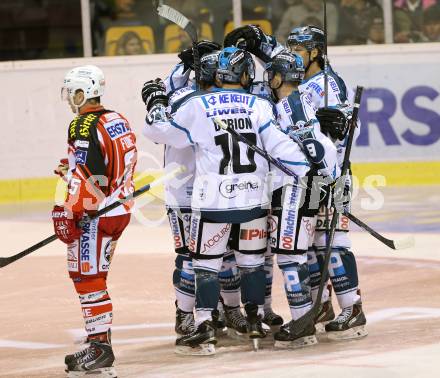 EBEL. Eishockey Bundesliga. KAC gegen EHC LIWEST Linz.Torjubel   (Linz). Klagenfurt, am 25.9.2014.
Foto: Kuess 

---
pressefotos, pressefotografie, kuess, qs, qspictures, sport, bild, bilder, bilddatenbank