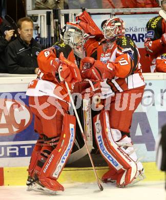 EBEL. Eishockey Bundesliga. KAC gegen EHC LIWEST Linz.  Pekka Tuokkola, Rene Swette (KAC). Klagenfurt, am 25.9.2014.
Foto: Kuess 

---
pressefotos, pressefotografie, kuess, qs, qspictures, sport, bild, bilder, bilddatenbank