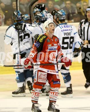 EBEL. Eishockey Bundesliga. KAC gegen EHC LIWEST Linz.  Kirk FUREY (KAC), Torjubel  (Linz). Klagenfurt, am 25.9.2014.
Foto: Kuess 

---
pressefotos, pressefotografie, kuess, qs, qspictures, sport, bild, bilder, bilddatenbank