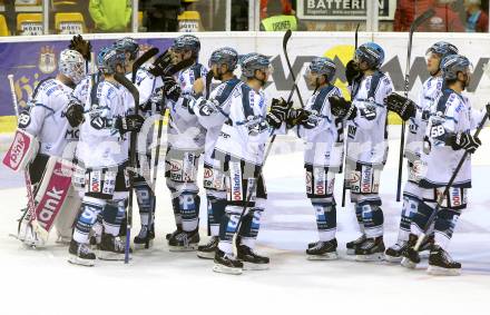 EBEL. Eishockey Bundesliga. KAC gegen EHC LIWEST Linz. Jubel Linz. Klagenfurt, am 25.9.2014.
Foto: Kuess 

---
pressefotos, pressefotografie, kuess, qs, qspictures, sport, bild, bilder, bilddatenbank