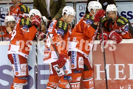 EBEL. Eishockey Bundesliga. KAC gegen EHC LIWEST Linz. enttaeuschte Spieler (KAC). Klagenfurt, am 25.9.2014.
Foto: Kuess 

---
pressefotos, pressefotografie, kuess, qs, qspictures, sport, bild, bilder, bilddatenbank