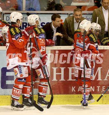 EBEL. Eishockey Bundesliga. KAC gegen EHC LIWEST Linz. Trainer Martin Stloukal, Co-Trainer Gerald Ressmann (KAC). Klagenfurt, am 25.9.2014.
Foto: Kuess 

---
pressefotos, pressefotografie, kuess, qs, qspictures, sport, bild, bilder, bilddatenbank