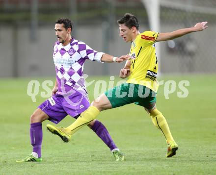 Fussball Regionalliga. SK Austria Klagenfurt gegen Voecklamarkt. Manuel Wallner, (Austria Klagenfurt), Michael Eberl  (Voecklamarkt). Klagenfurt, 26.9.2014.
Foto: Kuess
---
pressefotos, pressefotografie, kuess, qs, qspictures, sport, bild, bilder, bilddatenbank