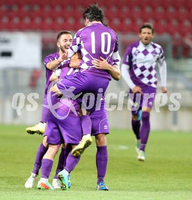 Fussball Regionalliga. SK Austria Klagenfurt gegen Voecklamarkt. Torjubel  Sandro Zakany,  (Austria Klagenfurt). Klagenfurt, 26.9.2014.
Foto: Kuess
---
pressefotos, pressefotografie, kuess, qs, qspictures, sport, bild, bilder, bilddatenbank