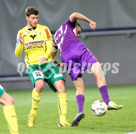 Fussball Regionalliga. SK Austria Klagenfurt gegen Voecklamarkt. Patrik Eler,  (Austria Klagenfurt), Thomas Laganda (Voecklamarkt). Klagenfurt, 26.9.2014.
Foto: Kuess
---
pressefotos, pressefotografie, kuess, qs, qspictures, sport, bild, bilder, bilddatenbank