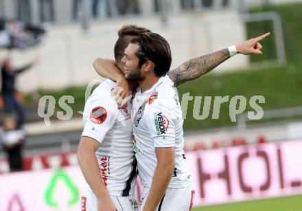 Fussball Bundesliga. RZ Pellets WAC gegen FC Admira Wacker Moedling. Torjubel Peter Zulj, Nemanja Rnic (WAC). Klagenfurt, am 27.9.2014.
Foto: Kuess

---
pressefotos, pressefotografie, kuess, qs, qspictures, sport, bild, bilder, bilddatenbank